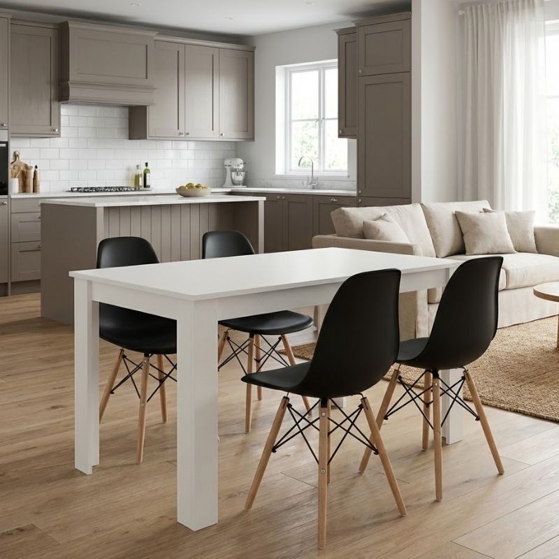 Dining room set 5pcs Darlen - Nova Megapap white color - black 125x72x74cm.