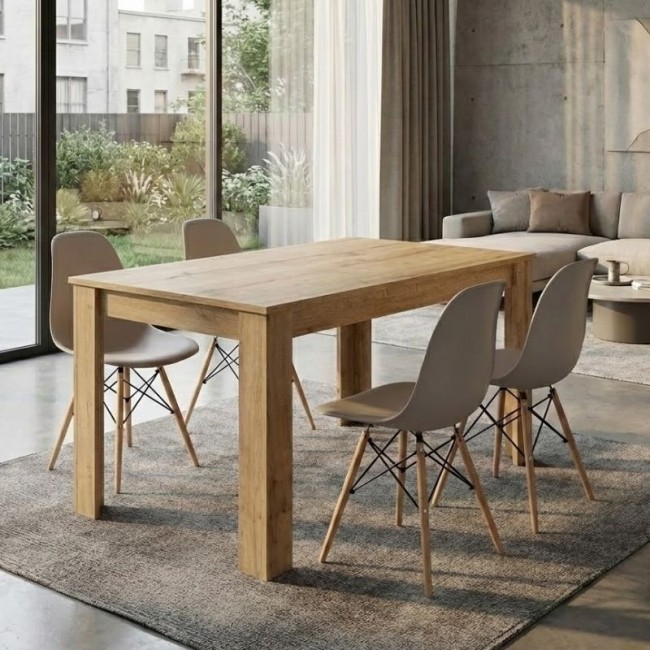 Σετ τραπεζαρία 5τμχ Darlen - Nova Megapap χρώμα sapphire oak - cappuccino 125x72x74εκ.