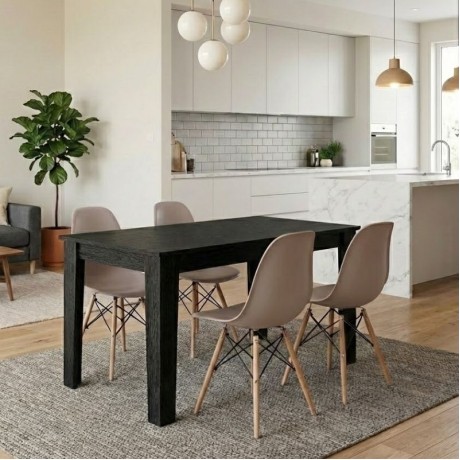 Dining room set 5pcs Darlen - Nova Megapap sencron black color - cappuccino 125x72x74cm.