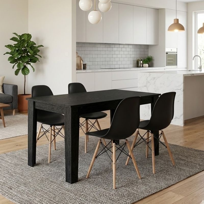 Dining room set 5pcs Darlen - Nova Megapap sencron black color - black 125x72x74cm.