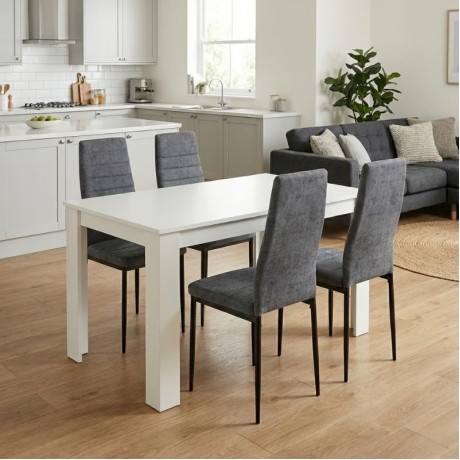 Dining room set 5pcs Darlen - Rosa Megapap white color - grey 125x72x74cm.