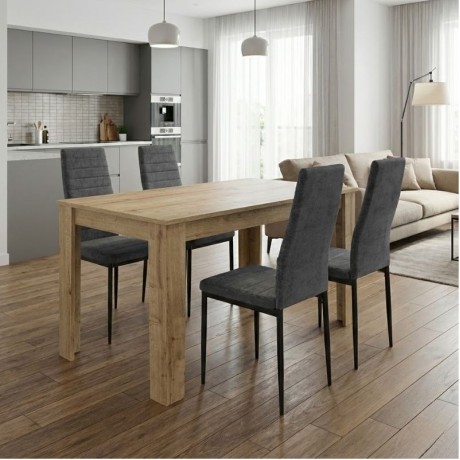 Dining room set 5pcs Darlen - Rosa Megapap sapphire oak color - grey 125x72x74cm.