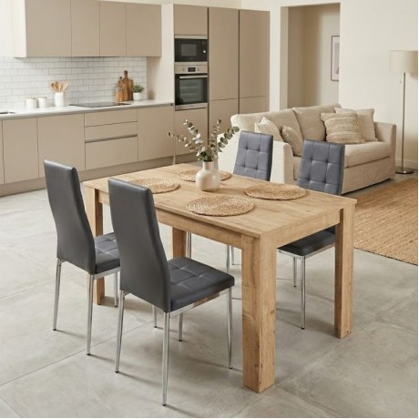 Dining room set 5pcs Darlen - Rosa Megapap sapphire oak color - grey 125x72x74cm.