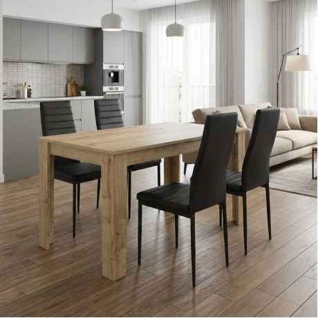 Dining room set 5pcs Darlen - Rosa Megapap sapphire oak color - black 125x72x74cm.