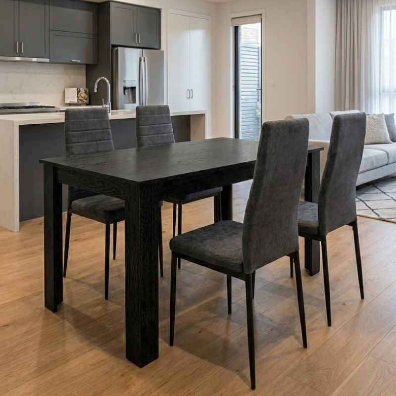 Dining room set 5pcs Darlen - Rosa Megapap sencron black color - grey 125x72x74cm.