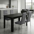 Σετ τραπεζαρία 5τμχ Darlen - Rosa Megapap χρώμα sencron black - γκρι/χρωμίου πόδι 125x72x74εκ.
