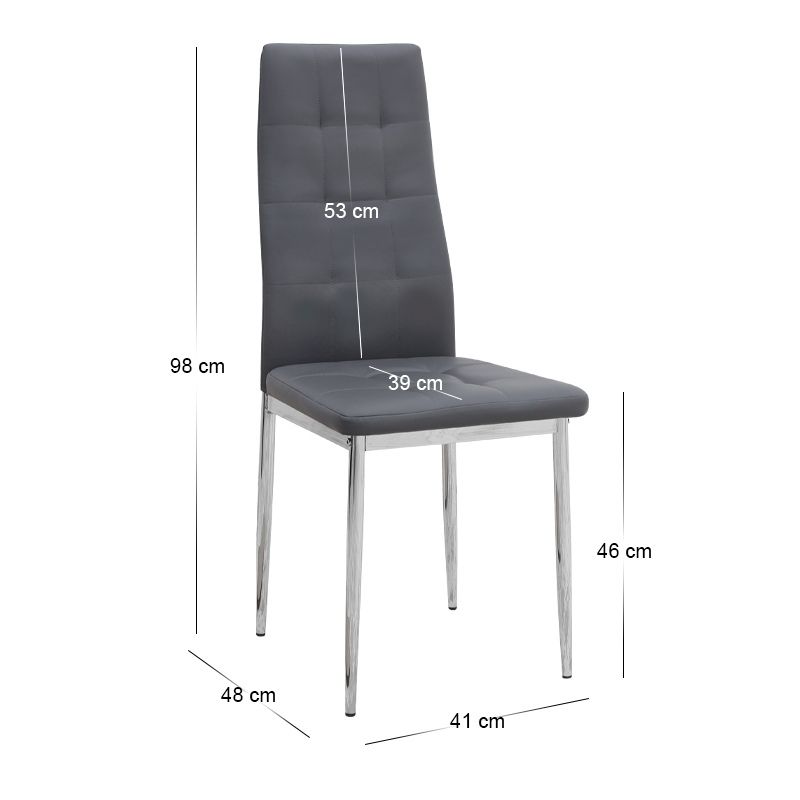 Σετ τραπεζαρία 5τμχ Darlen - Rosa Megapap χρώμα sencron black - γκρι/χρωμίου πόδι 125x72x74εκ.