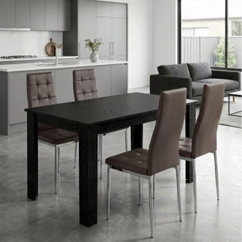 Dining room set 5pcs Darlen - Rosa Megapap sencron black color - brown 125x72x74cm.