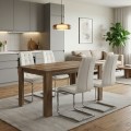 Dining room set 5pcs Darlen - Vela Megapap walnut color - white 125x72x74cm.