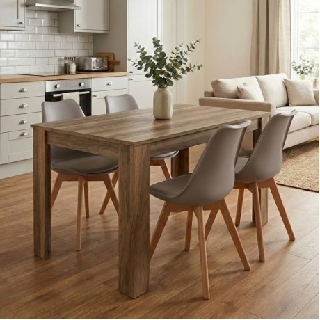 Σετ τραπεζαρία 5τμχ Darlen - Viva Megapap χρώμα καρυδί - cappuccino 125x72x74εκ.