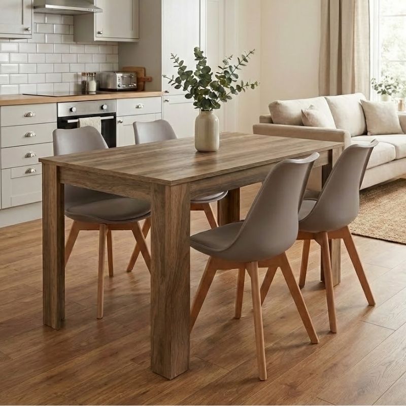 Dining room set 5pcs Darlen - Viva Megapap walnut color - cappuccino 125x72x74cm.