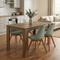 Dining room set 5pcs Darlen - Viva Megapap walnut color - green 125x72x74cm.