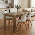Dining room set 5pcs Darlen - Viva Megapap walnut color - white 125x72x74cm.
