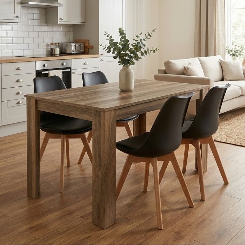 Dining room set 5pcs Darlen - Viva Megapap walnut color - black 125x72x74cm.