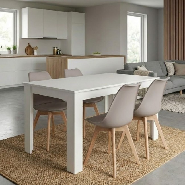 Σετ τραπεζαρία 5τμχ Darlen - Viva Megapap χρώμα λευκό - cappuccino 125x72x74εκ.