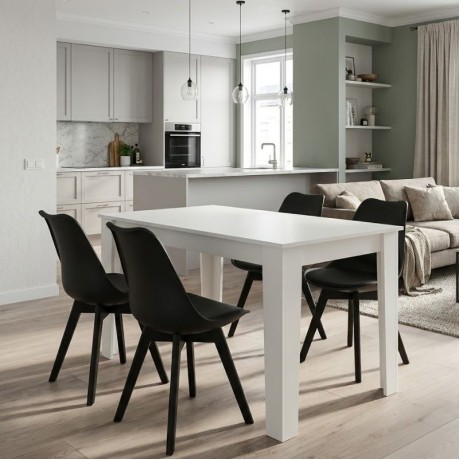 Dining room set 5pcs Darlen - Viva Megapap white color - black 125x72x74cm.