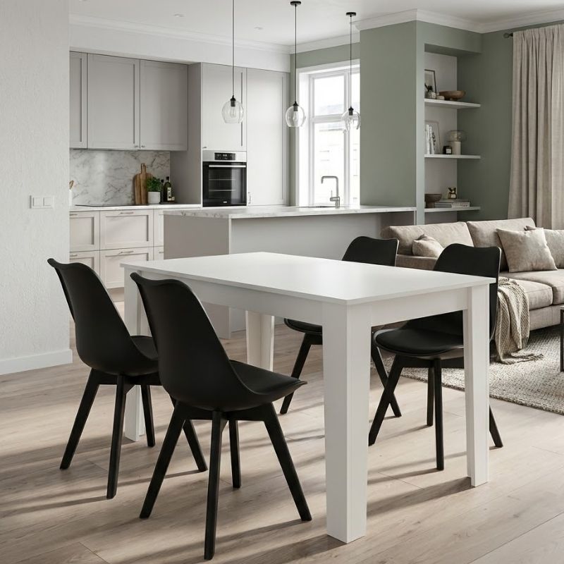 Dining room set 5pcs Darlen - Viva Megapap white color - black 125x72x74cm.