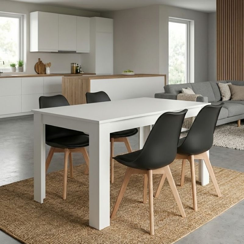 Dining room set 5pcs Darlen - Viva Megapap white color - black 125x72x74cm.