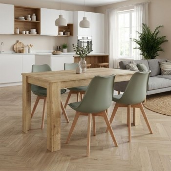 Σετ τραπεζαρία 5τμχ Darlen - Viva Megapap χρώμα sapphire oak - φυστικί 125x72x74εκ.