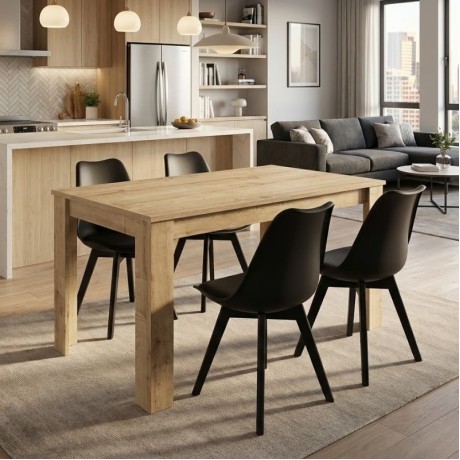 Dining room set 5pcs Darlen - Viva Megapap sapphire oak color - black 125x72x74cm.