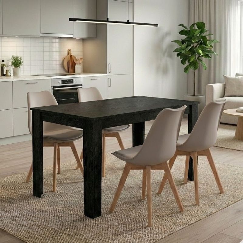 Dining room set 5pcs Darlen - Viva Megapap sencron black color - cappuccino 125x72x74cm.