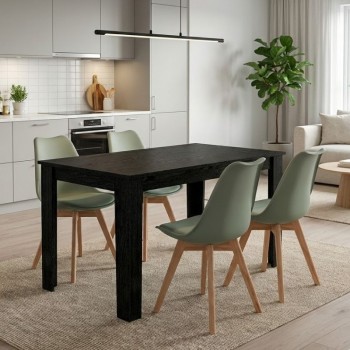 Dining room set 5pcs Darlen - Viva Megapap sencron black color - green 125x72x74cm.