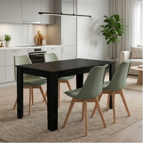 Dining room set 5pcs Darlen - Viva Megapap sencron black color - green 125x72x74cm.