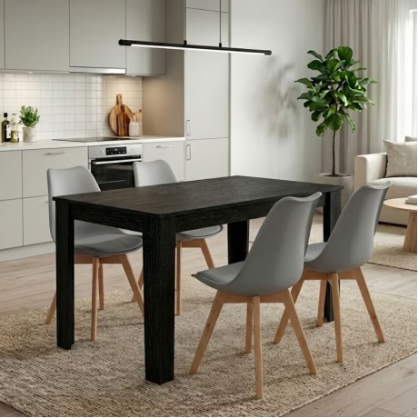 Dining room set 5pcs Darlen - Viva Megapap sencron black color - grey 125x72x74cm.