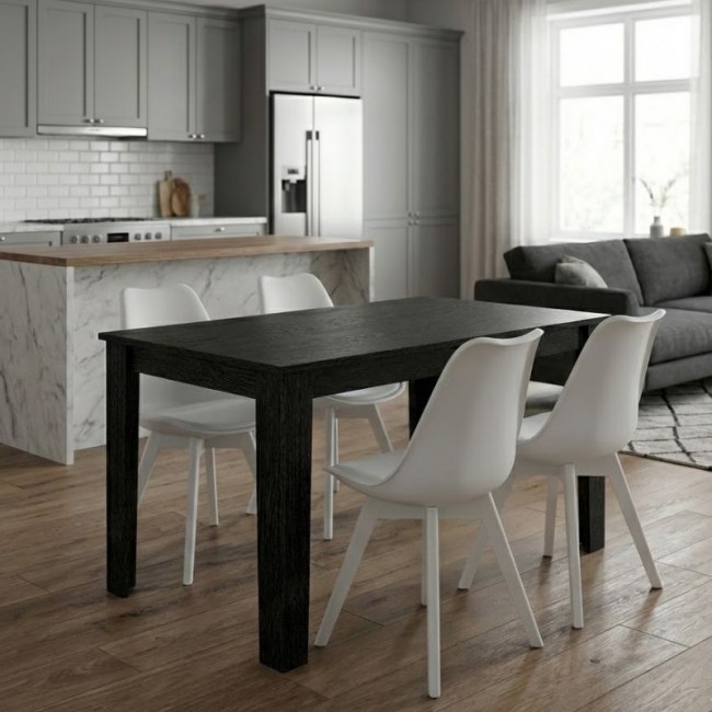 Σετ τραπεζαρία 5τμχ Darlen - Viva Megapap χρώμα sencron black - λευκό 125x72x74εκ.