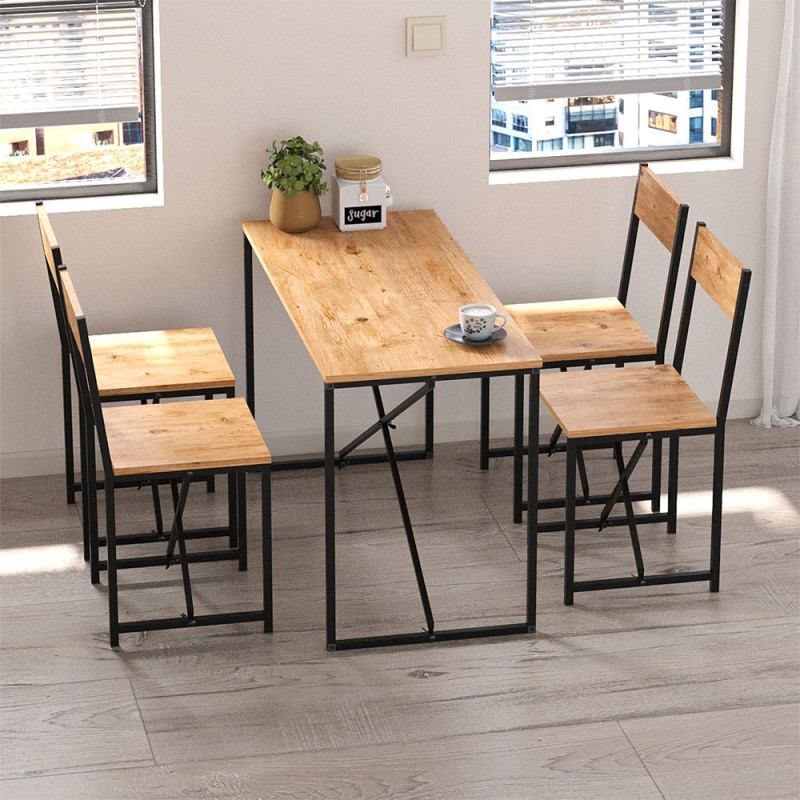 Σετ τραπεζαρία 5τμχ Maysa Megapap χρώμα pine oak 120x52,7x71,8εκ.
