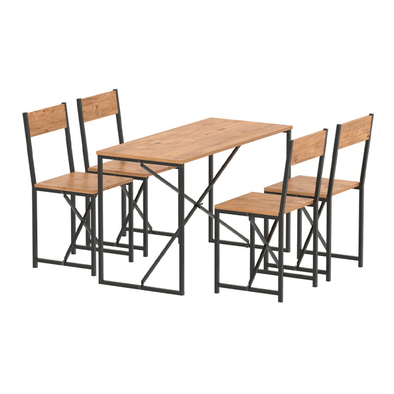 Σετ τραπεζαρία 5τμχ Maysa Megapap χρώμα pine oak 120x52,7x71,8εκ.