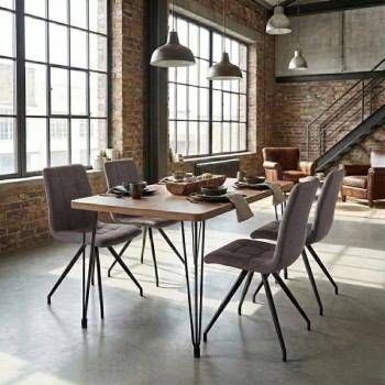 Dining room set 5pcs Roger - Bianca Megapap Mdf - fabric acacia color - beige 120x70x75cm.