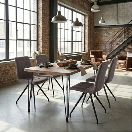 Dining room set 5pcs Roger - Bianca Megapap Mdf - fabric acacia color - beige 120x70x75cm.