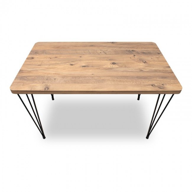 Σετ τραπεζαρία 5τμχ Roger - Bianca Megapap Mdf - ύφασμα χρώμα ακακίας - ανοιχτό μπεζ 120x70x75εκ.