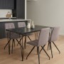 Dining room set 5pcs Roger - Bianca Megapap Mdf - fabric black marble color - beige 120x70x75cm.