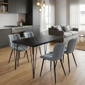 Dining room set 5pcs Roger - Chiara Megapap Mdf - fabric black marble color - grey 120x70x75cm.