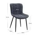 Dining room set 5pcs Roger - Chiara Megapap Mdf - fabric concrete grey color - anthracite 120x70x75cm.