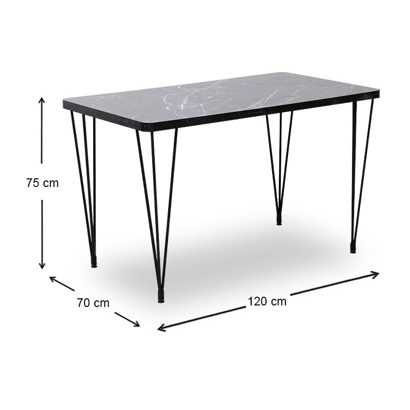 Dining room set 5pcs Roger - Christy Megapap Mdf - fabric black marble color - anthracite 120x70x75cm.