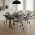 Σετ τραπεζαρία 5τμχ Roger - Iris Megapap Mdf - ύφασμα χρώμα μαύρο εφέ μαρμάρου - ανοιχτό μπεζ 120x70x75εκ.