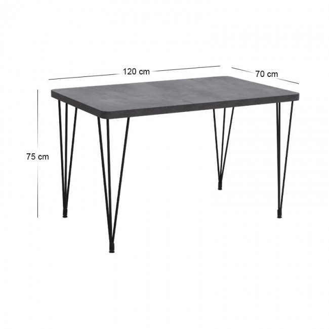 Σετ τραπεζαρία 5τμχ Roger - Iris Megapap Mdf - ύφασμα χρώμα σκούρο γκρι σκυροδέματος - γκρι 120x70x75εκ.