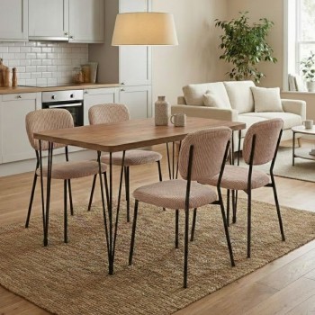 Dining room set 5pcs Roger - Kevin Megapap Mdf - fabric acacia color - mocha 120x70x75cm.