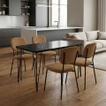 Σετ τραπεζαρία 5τμχ Roger - Kevin Megapap Mdf - ύφασμα χρώμα μαύρο εφέ μαρμάρου - μουσταρδί 120x70x75εκ.