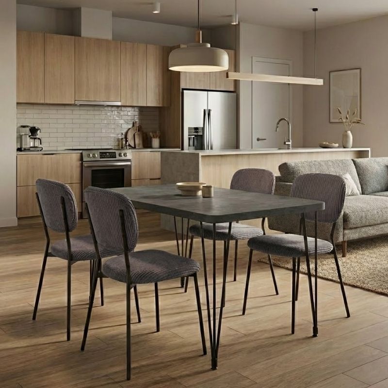 Dining room set 5pcs Roger - Kevin Megapap Mdf - fabric concrete grey color - grey 120x70x75cm.