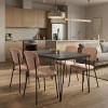 Σετ τραπεζαρία 5τμχ Roger - Kevin Megapap Mdf - ύφασμα χρώμα σκούρο γκρι σκυροδέματος - μόκα 120x70x75εκ.