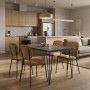 Dining room set 5pcs Roger - Kevin Megapap Mdf - fabric concrete grey color - mustard 120x70x75cm.