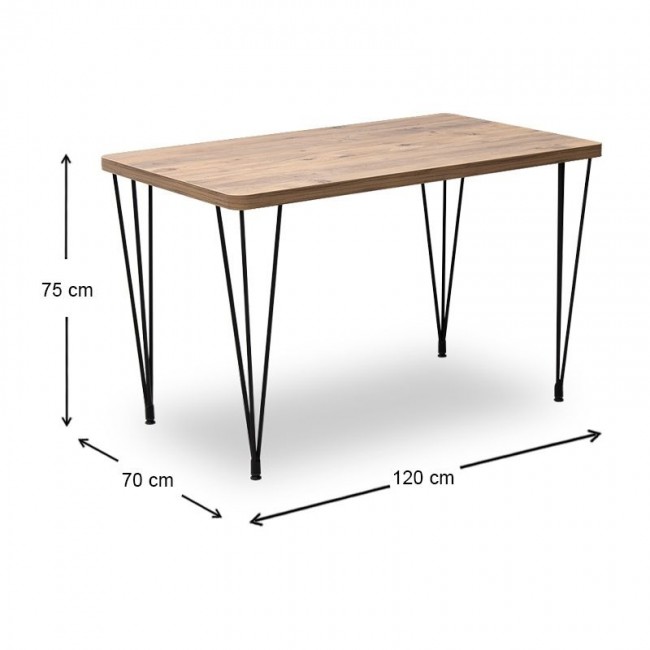 Σετ τραπεζαρία 5τμχ Roger - Rosa Megapap Mdf - PU χρώμα ακακίας - μαύρο 120x70x75εκ.