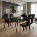 Dining room set 5pcs Roger - Rosa Megapap Mdf - PU black marble color - black 120x70x75cm.