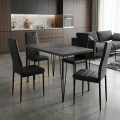 Σετ τραπεζαρία 5τμχ Roger - Rosa Megapap Mdf - PU χρώμα σκούρο γκρι σκυροδέματος - μαύρο 120x70x75εκ.