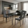 Dining room set 5pcs Roger - Rosa Megapap Mdf - fabric black marble color - grey 120x70x75cm.