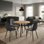 Dining room set 5pcs Roma - Iris Megapap pine oak color - grey Ø80x75cm.